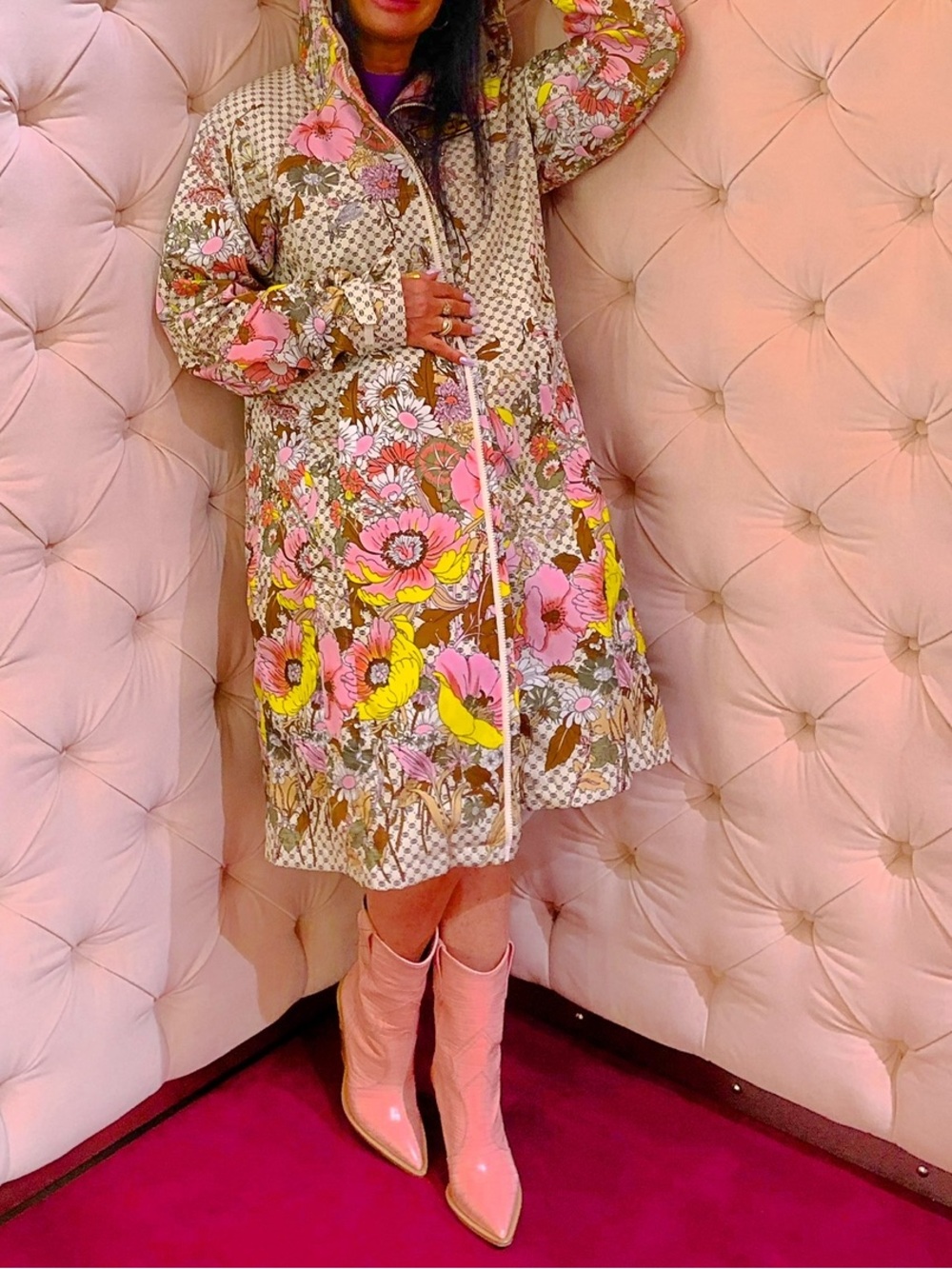 GUCCI Parka Floral Embroidered Hooded Oversized monogram Statement Piece 38 IT/S